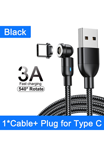 Choice15 1m Black For Type C AUFU 540 Rotate Magnetic Cable Fast Charging Typ...