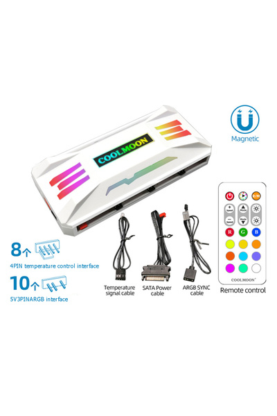 Choice White COOLMOON RGB Controller 4Pin PWM 5V 3Pin ARGB Cooling Fan Smart ...