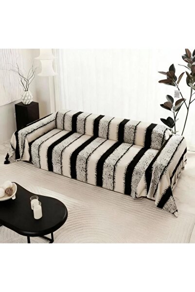 choice2 183x180cm sfj-tw 1PC Black White Striped Bohemian Jacquard Warm Plush...