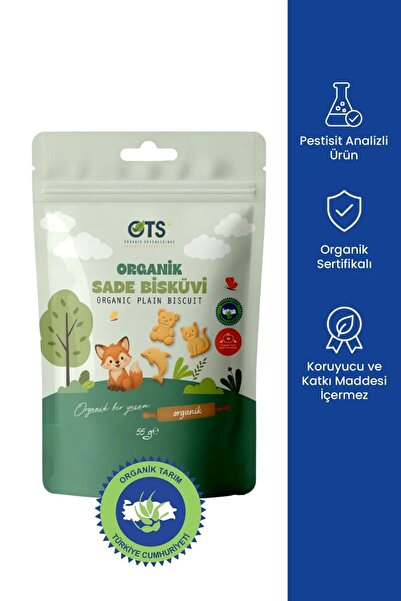 OTS Organik Sade Bisküvi 55 gr (Organik Sertifikalı, Pestisit Analizli)