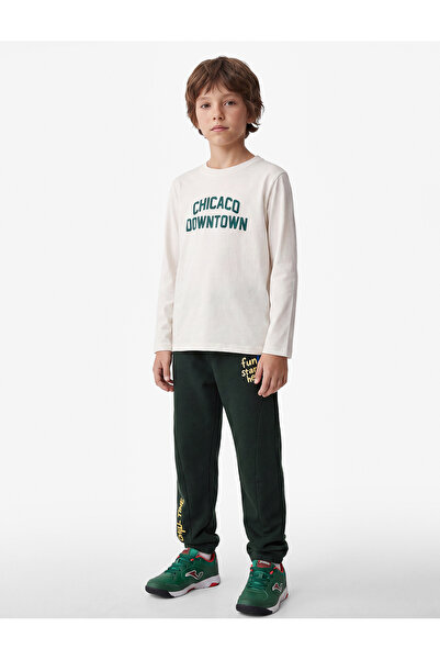 Koton Cotton Long Sleeve Crew Neck Printed T-Shirt