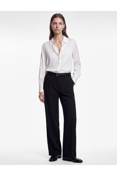 Koton Crepe Fabric Buttoned Classic Collar Long Sleeve Shirt