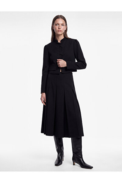 Koton Relax Fit Long Sleeve High Collar Crop Blazer Jacket