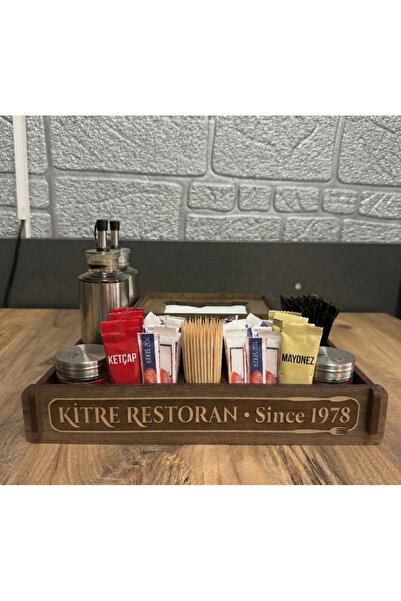 PIXEL HEDİYELİK EŞYA Premium Ahşap Masa Üstü Dispenser Peçetelik Sosluk Kürda...