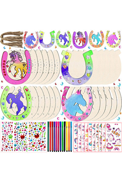 Choice 2MM Multi-Colored 422PCS wooden horseshoe, wooden disc horseshoe, wood...