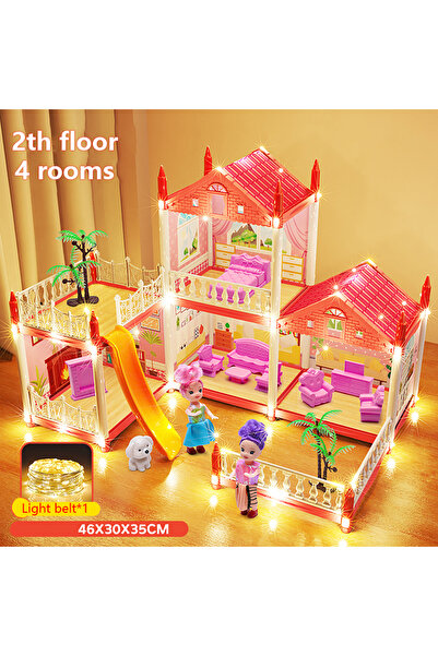 Choice 4-Rooms-LED 3D DIY Dream Princess Castle Villa Assembly Doll House Set...