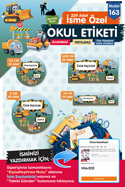 TUĞSET Okul Etiketi Kalem Defter Etiketi Özel İsim Yazılabilen Etiket Seti - ...
