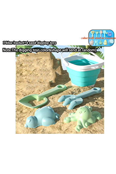 Choice 5pcs blue 11/5/1 PCS Beach Sand Play Water Set Folding Bucket Summer T...