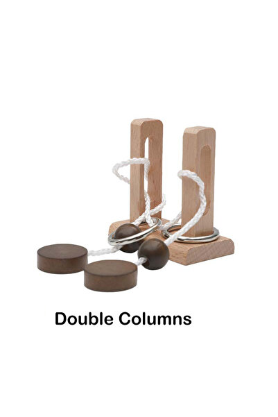 Choice4 Double Columns Small Brain Teaser Puzzle, Wooden Untie Rope Game, Unl...