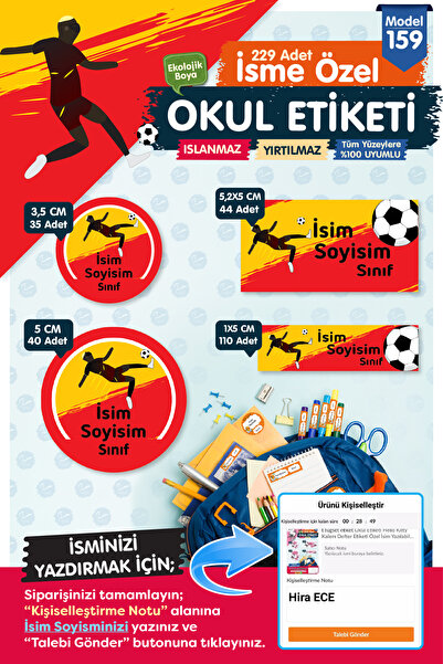 t tuğset etiket Okul Etiketi Kalem Defter Etiketi Özel İsim Yazılabilen Etike...