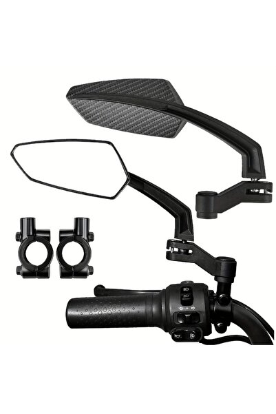 Choice 1 Pair Universal Bike Handlebar Rear View Mirrors 360° Rotatable Wide ...