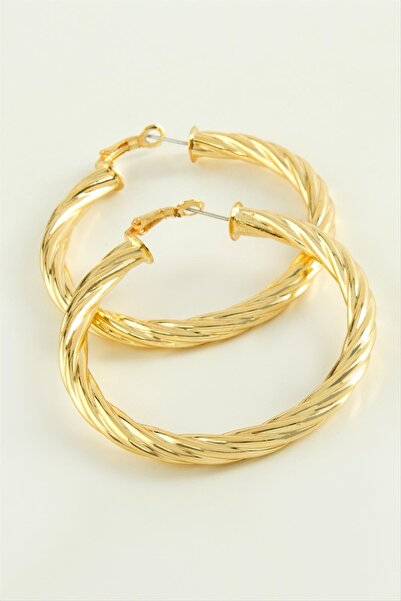 ZERO LAND Gldisptm Twisted Hoop Earrings 6 (104157) Cm-Silver Color