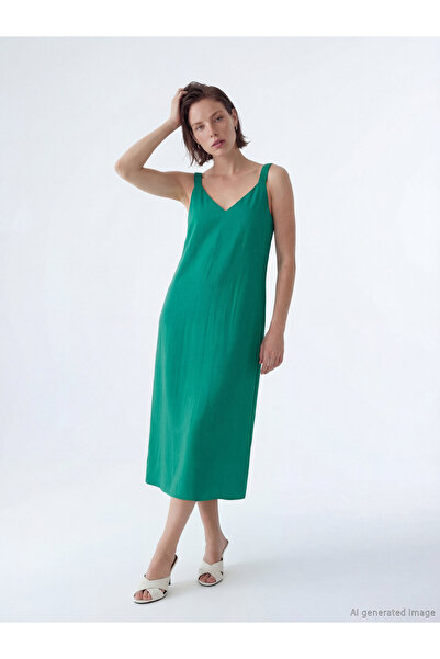 LC Waikiki V Neck A Form Ruched Dress