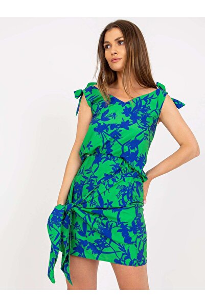 rue parıs Maiou de Vara Verde si Albastru cu Motiv Floral, Top Elegant fara M...