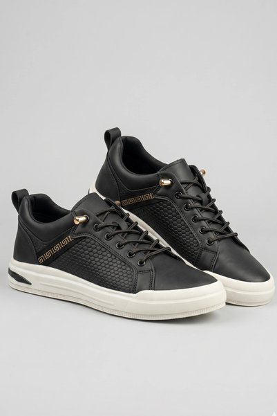 IN-STEP Comfort Elite Greek Patterned Black Men's Casual Sports Shoes