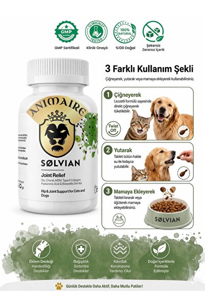 Animaire Solvian Joint Relief Kedi Ve Köpek Eklem Destek Takviyesi - Tip 2 Ko...