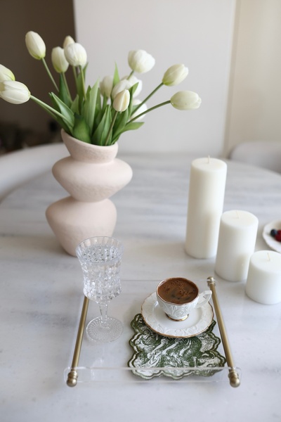 Home&Grace Fransız Desen Yeşil 6’lı Keten Kokteyl Peçetesi
