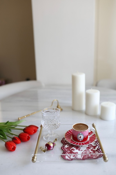 Home&Grace Fransız Desen Bordo 6’lı Keten Kokteyl Peçetesi