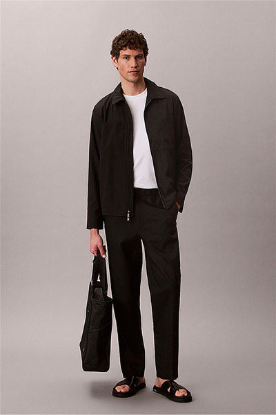 Calvin Klein معطف Ls Seersucker Blouso للرجال باللون الأسود