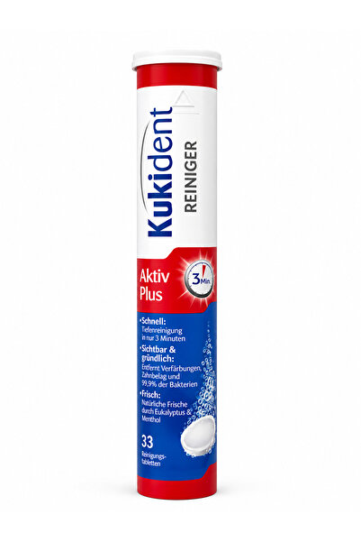 Kukident Aktiv Plus Protez Diş Temizleme Tableti 33 Adet – 3 Dakikada Etkili ...