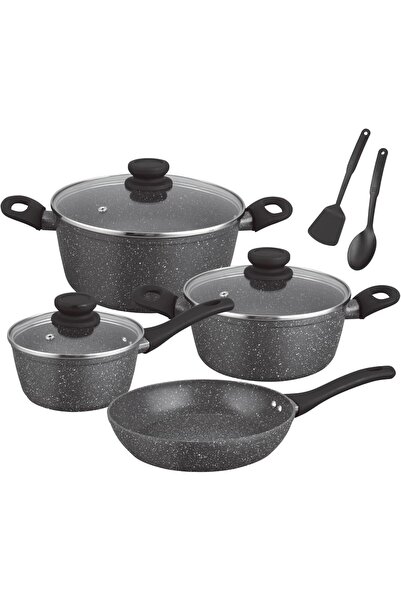 Kitchen Master 9-piece Non-stick Ceramic Cookware Set, Gray