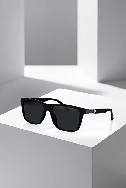 Polo Air Polarized Rectangular Frame Men's Sunglasses Matte Black Navy Blue C...
