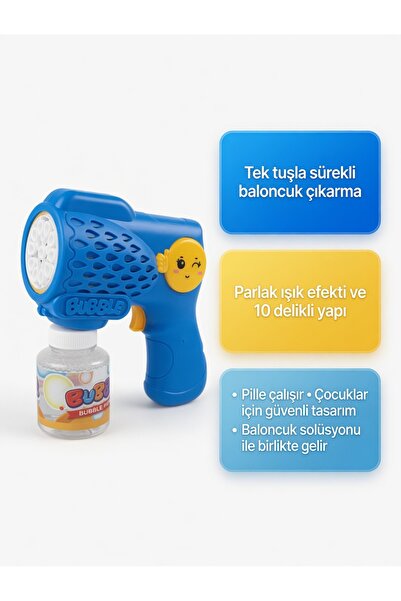 BESTTOYS Pilli köpük tabancası LED ışıklı 15cm baloncuk tabancası oyuncak tab...