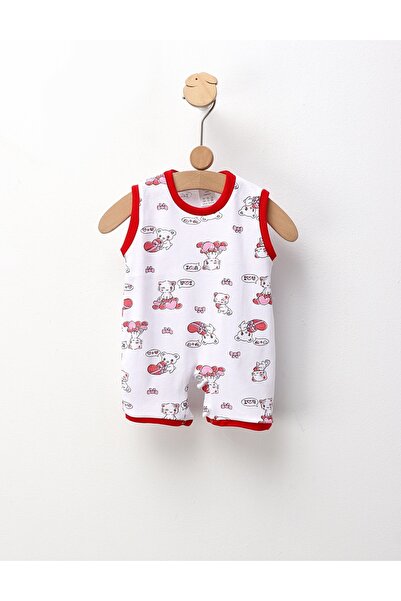 MiniKids Κόκκινη ολόσωμη φόρμα με σχέδιο γατούλας για το καλοκαίρι