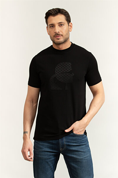 Karl Lagerfeld Erkek Bisiklet Yaka T-Shirt Siyah
