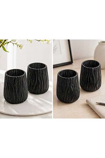 Home Set of 2 black decorative glasses
