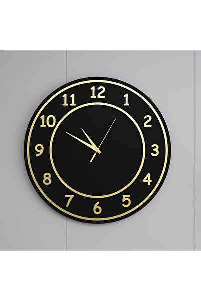 Decotimex Tiger Duvar Saati 40x40 (Siyah-Gold)
