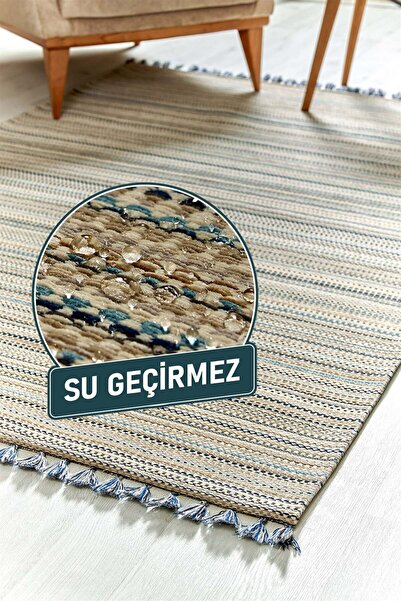 SULTAN HALI Lacivert Renkli Kaymaz Tabanlı Leke Tutmaz Nano Kilim