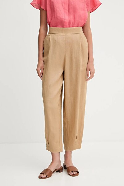 United Colors of Benetton 100% λινό παντελόνι με ελαστική μέση και στενό τελε...