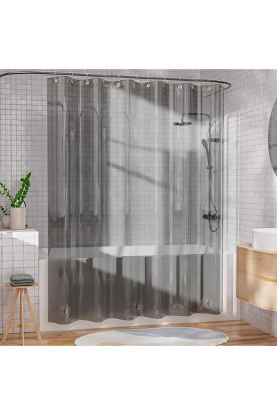 AmazerBath Εσωτερική σκελετοποιημένη κουρτίνα ντους, 100% EVA, διαφανές γκρι ...