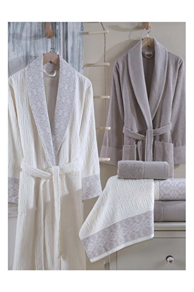 Mandaş Set de halate de baie pentru familie Dantele Premium Jacquard Lal, 6 p...