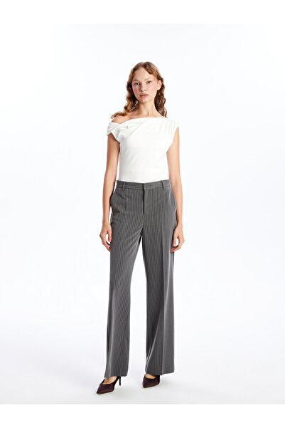 LC Waikiki Regular Fit Flared Striped Women's Trousers