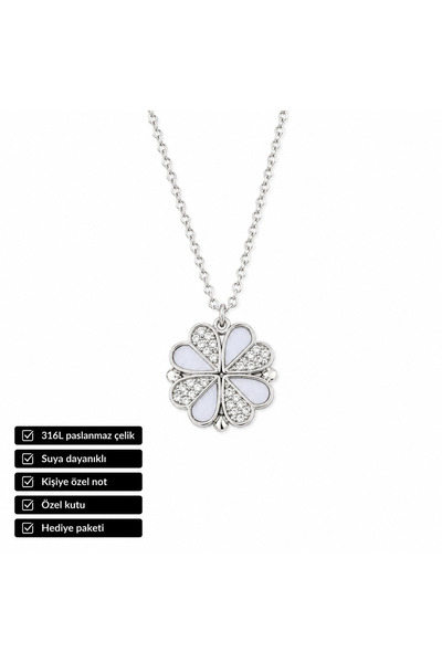 HER ŞEY NOTA www.herseynota.com Yonca Model 316L Stainless Steel Necklace Gif...