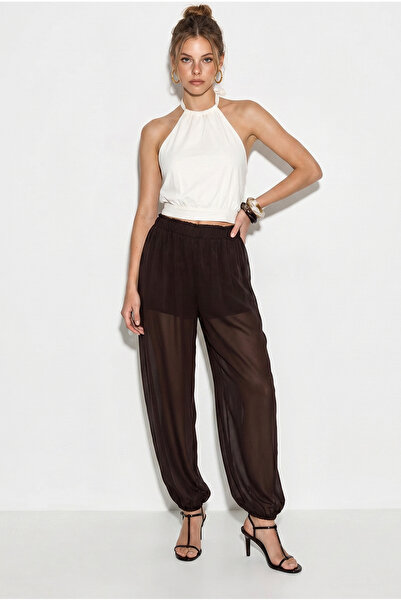 Bianco Lucci Γυναικείο σορτς με επένδυση, ελαστική μέση, σιφόν σαλβάρι 1025 6...