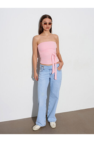 Dilvin 72312 100% βαμβακερή ζώνη με λεπτομέρειες σε τζιν-μπλε