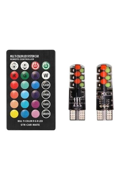 E-ANAMAG Σετ 2 λαμπτήρων αυτοκινήτου T10, RGB LED, τηλεχειριστήριο