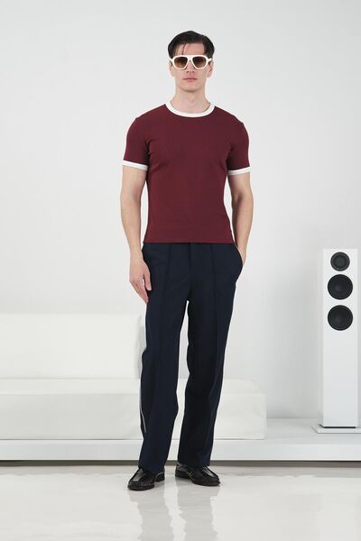 Hiccup Tricou GIESTO Slim Fit cu guler rotund și bordură contrastantă