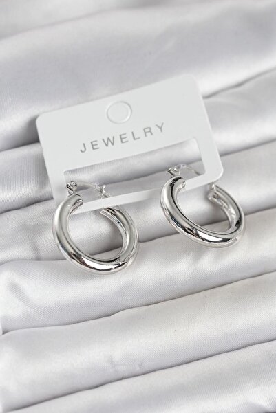 Clariss Silver Color Brass Hoop 25 mm Women's Earrings