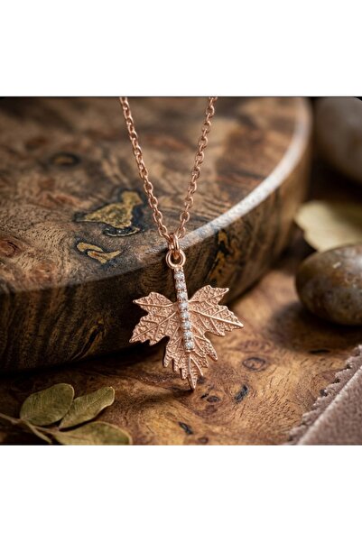 stainless steell Rose Color Zircon Stone Plane Leaf Tarnish-Resistant Steel N...