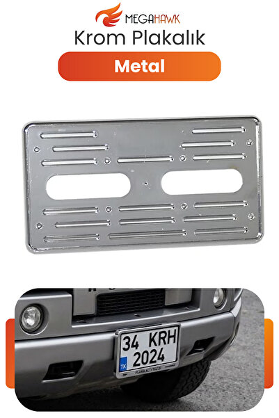 MEGAHAWK Krom Plakalık Metal Plaka Altlığı Paslanmaz Universal Araç Plaka Tut...