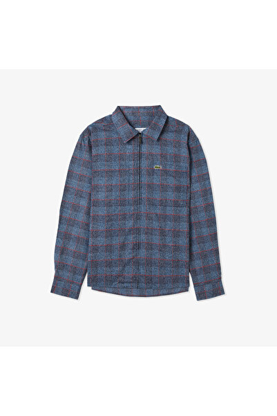 Lacoste Erkek Relaxed Fit Gömlek Yaka Ekose Lacivert Dış Gömlek