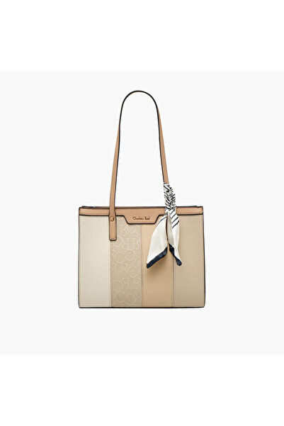 CHARLOTTE Reid Monogram Panelled Tote Bag with Scarf Detail