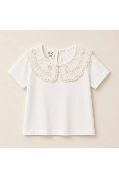 OZZY KİDS Κοριτσίστικο κορμάκι με γιακά και κοντά μανίκια