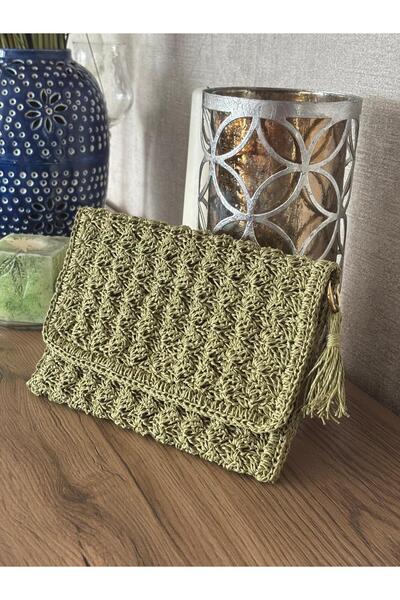 dyhandmade Hasır, Kağıt İp El Örgüsü Portföy Çanta