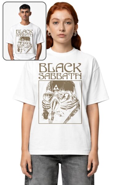 Fuddy Moda Μπλουζάκι Unisex με στάμπα Black Sabbath, Υπερμεγέθες μπλουζάκι με...