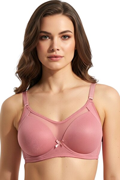 hadiora Women's Pink Tulle Detailed Unpadded Bra